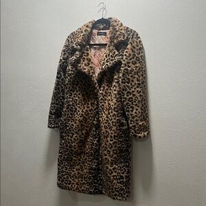 Leopard Print Faux Fur Coat